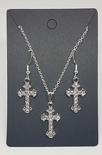 Schmuckset Kreuz mit Strasssteinen