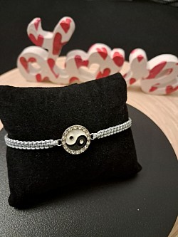 Yin&Yang mit Strass silberfarben